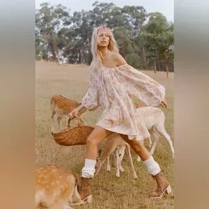 チュニック BEAUTY&amp;YOUTH UNITED ARROWS - spell&amp;gypsy Meadowland Linen Tunic Dress Spell & The Gypsy Meadowland Tunic Dress 100% Linen Floral